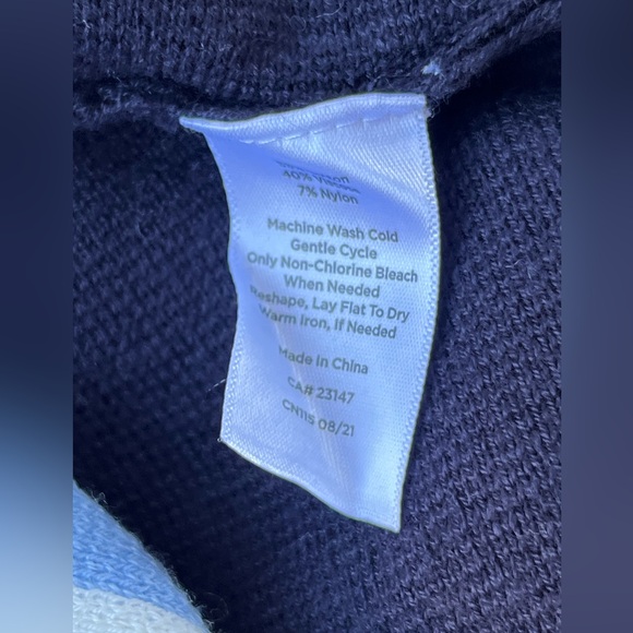 Women's Talbots Poncho sweater size M/L navy blue / white - Picture 6 of 6